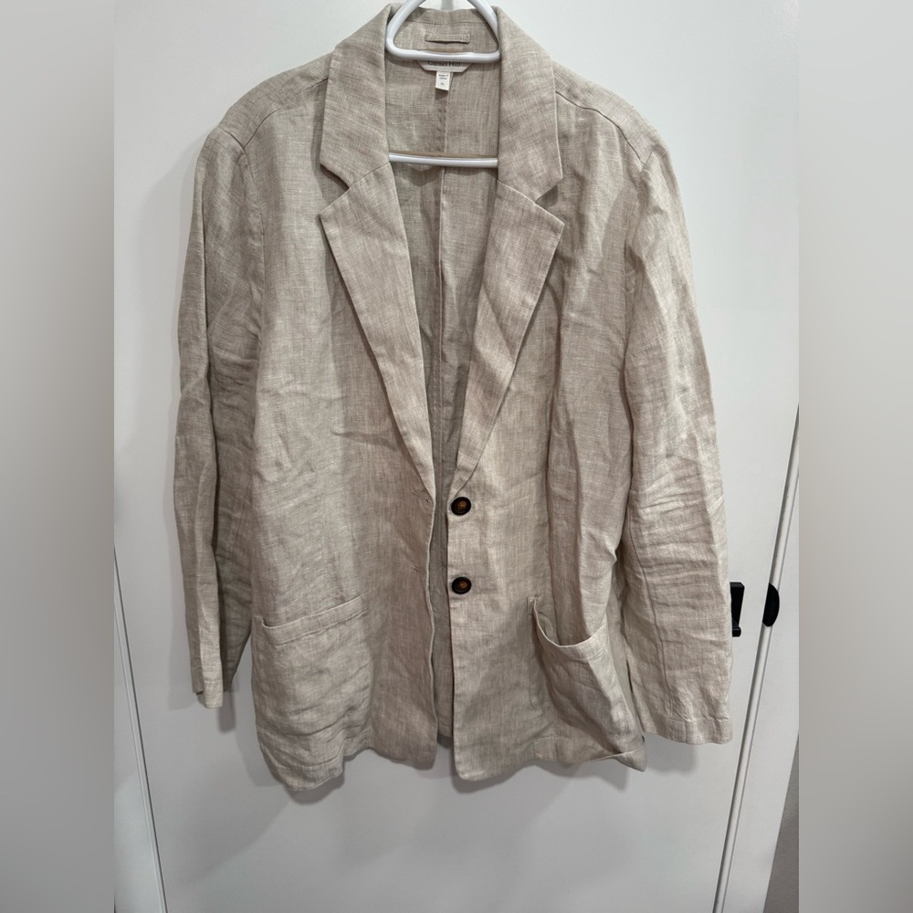 Garnet Hill Classic French 100% Flax Linen Blazer Size XL